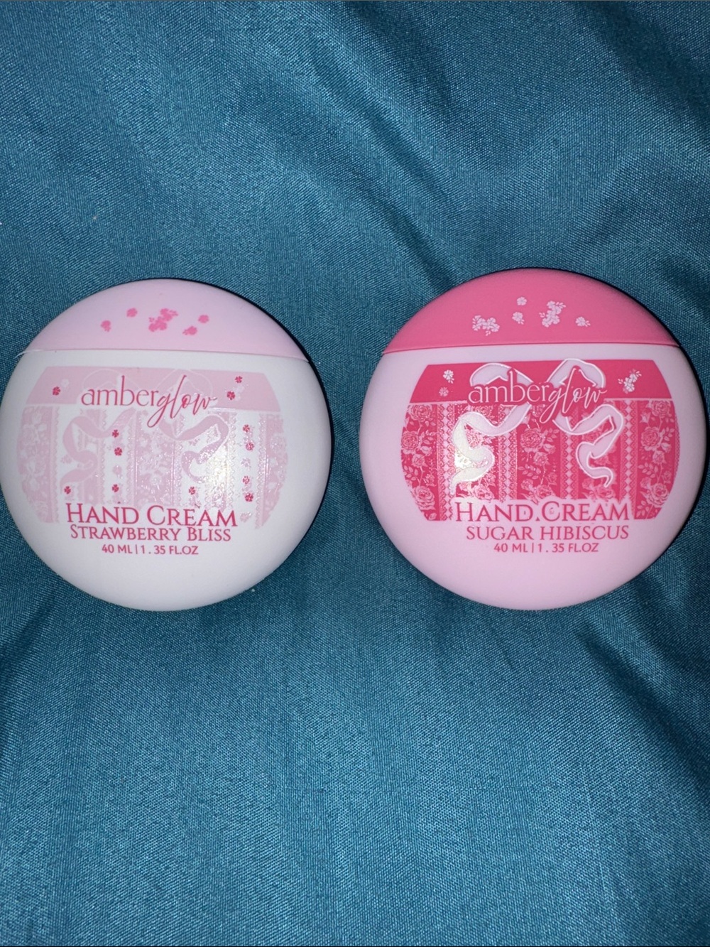 2 - Amber Glow Pink Hand Cream - Strawberry Bliss & Sugar Hibiscus Pockets/Purse
